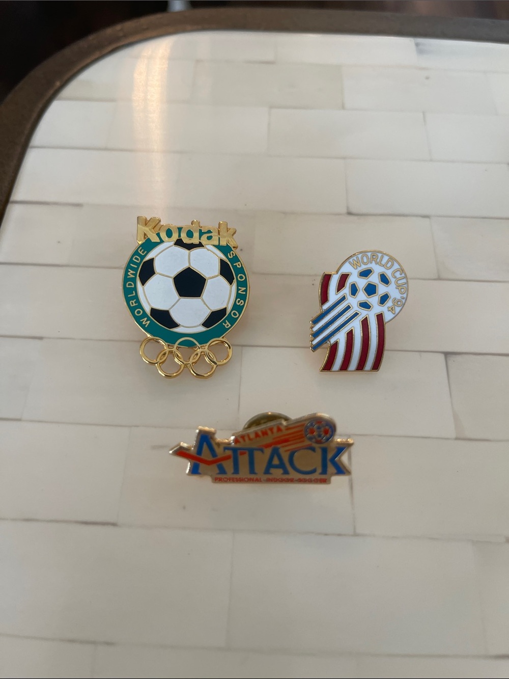 Soccer Lapel Pin Set - White, Red, Blue, Green, Gold